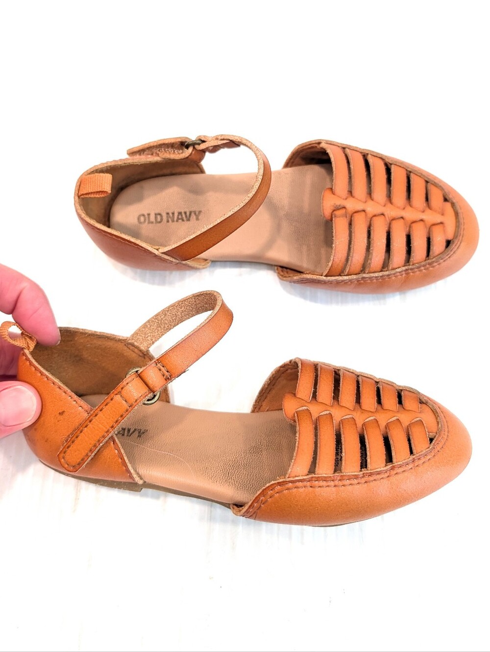 OLD NAVY Toddler Girls Tan Cognac Faux Leather Huarache Sandals Size 10
